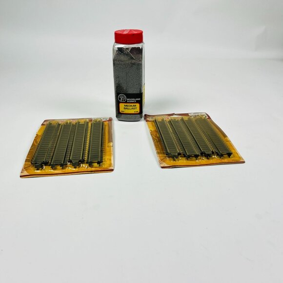 Train Tracks  Ballast Modeling Bundle T S Straight Track Packs Woodland Scenery - Picture 2 of 5